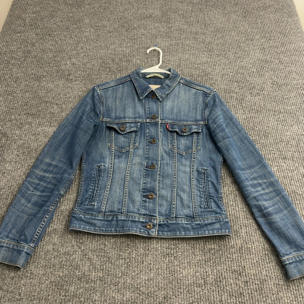 Levi's Denim Jacket Womens S Blue Cotton Blend Stretch Trucker Classic Style